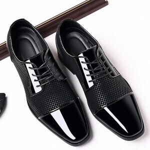 Men's Dress Shoes Patent Leather Oxfords Classic Lace-up Formal